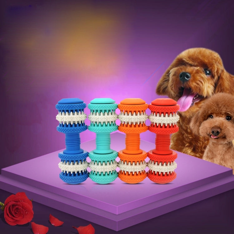 Dog Toy  for Pets Tooth Cleaning Chewing Dumbbells Shape Toys of Non-Toxic Soft Rubber , Large Size,Length:15cm, 15cm (Red), 15cm (Baby Blue), 15cm (Orange), 15cm(Blue)
