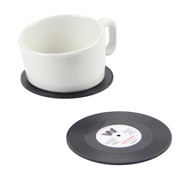 6 PCS/Set Retro Black Vinyl CD Record Drink Coasters Home Table Cup Mat Decor Coffee Drink Placemat Tableware Spinning, Diameter: 10.7cm, 6 PCS Cup Mat