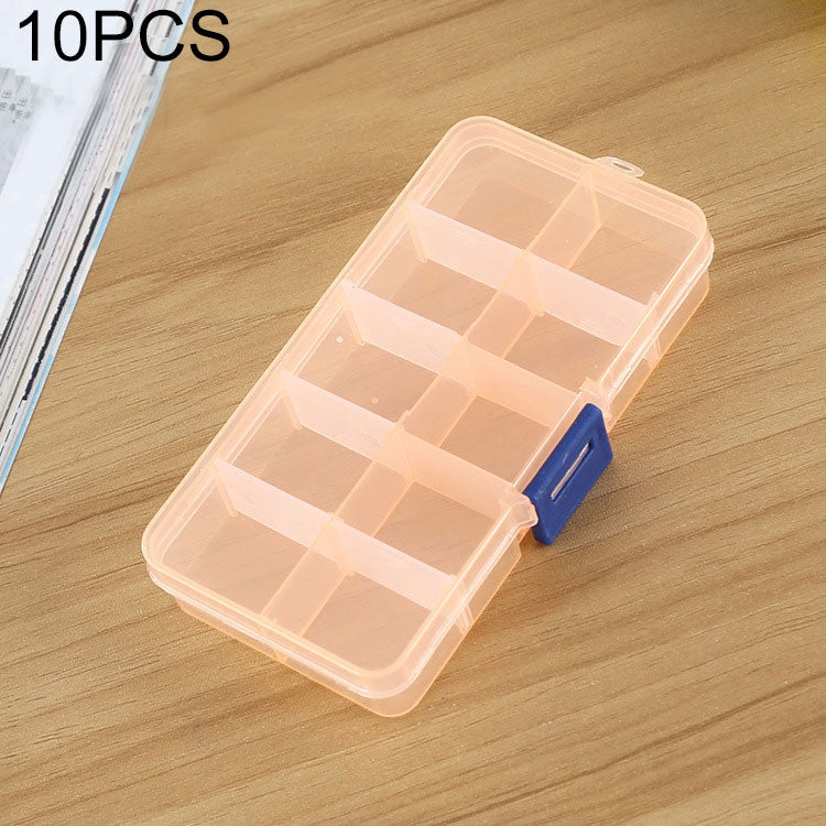 10 PCS Removable Grid Plastic Box Organizer for Jewelry Earring Fishing Hook Small Accessories, Size: Small, 10 Slots, 10 Slots (Purple+Blue), 10 Slots  (White+Pink), 10 Slots  (White+Blue), 10 Slots (Pink+Blue), 10 Slots (Orange + blue)