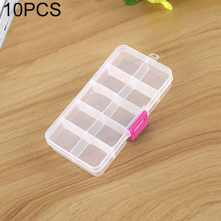 10 PCS Removable Grid Plastic Box Organizer for Jewelry Earring Fishing Hook Small Accessories, Size: Small, 10 Slots, 10 Slots (Purple+Blue), 10 Slots  (White+Pink), 10 Slots  (White+Blue), 10 Slots (Pink+Blue), 10 Slots (Orange + blue)