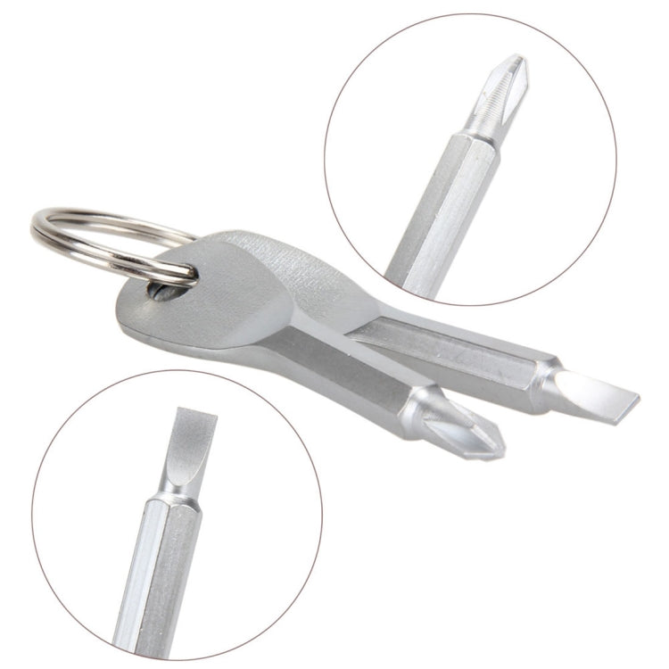 Outdoor Portable 2 in 1 Slotted + Cross Screwdriver Set Tool with Keyring, 2 in 1 (Black), 2 in 1 (Silver)