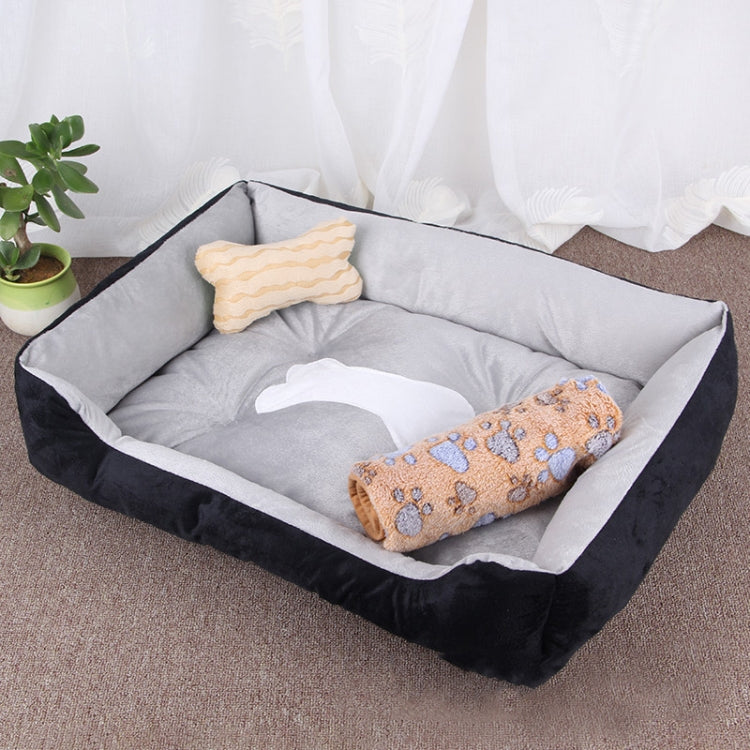 Dog Bone Pattern Big Soft Warm Kennel Pet Dog Cat Mat Blanket, with Blanket Size: L, 80×60×15cm, Size: L