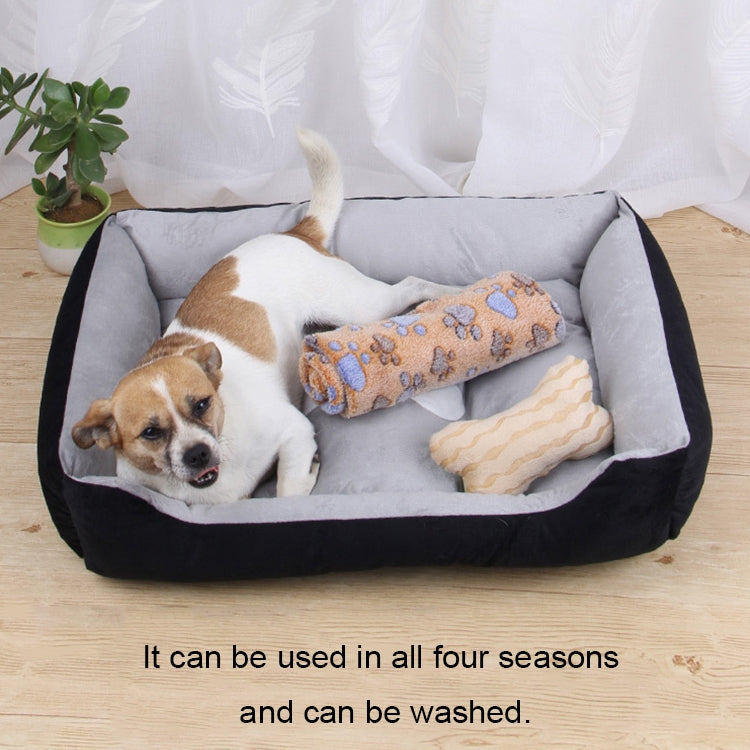 Dog Bone Pattern Big Soft Warm Kennel Pet Dog Cat Mat Blanket, with Blanket Size: L, 80×60×15cm, Size: L