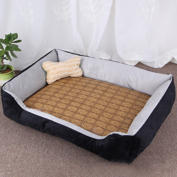 Dog Bone Pattern Big Soft Warm Kennel Pet Dog Cat Mat Blanket,  with Rattan Mat Size: XL, 90×70×15cm, Size: XL