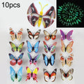 10pcs Fashion Luminous Butterfly with Magnet Simulation Fridge Magnets Wall Sticker Garden Decoration, Random Color Delivery, Luminous Butterfly with Magnet