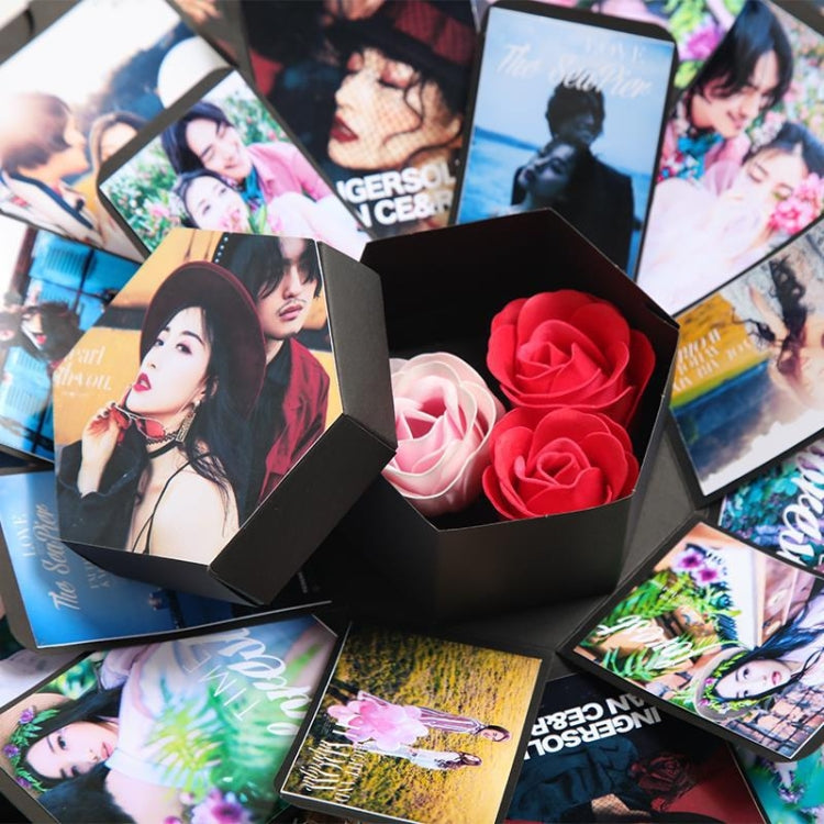 Surprise Hexagon Blooming DIY Handmade Album Creative Photo Box Star Gift Box, Handmade Album