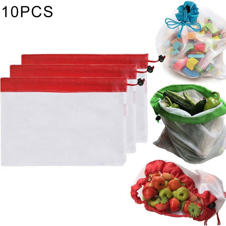 10 PCS Double-Stitched Strength Reusable Fruit Sandwich Pouch Mesh Storage Bags, Size: 30cm x 35cm, Random Color Delivery, Size: 30cm x 35cm
