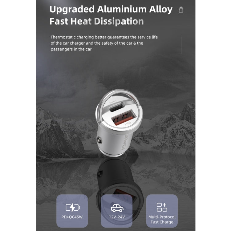 awei C-708 PD 45W USB + Type-C / USB-C Mini Car Charger, C-708