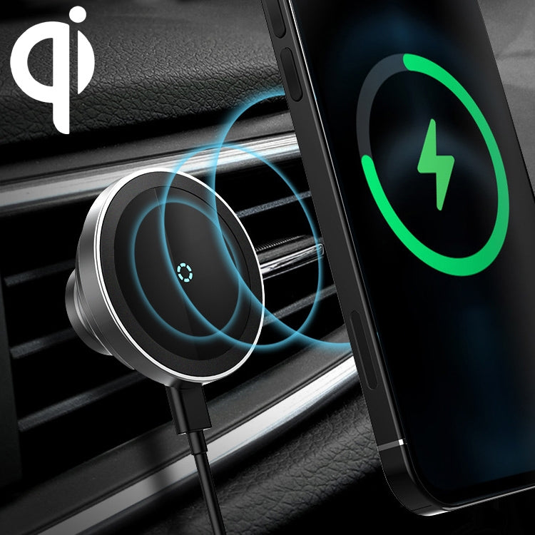 12PRO 15W Aluminum Alloy MagSafe Magnetic Car Wireless Charger Mobile Phone Holder , Car Wireless Charger Holder