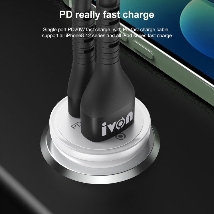 IVON CC45 20W PD 3.0 USB-C / Type-C + QC 3.0 USB Port Mini Car Charger, CC45