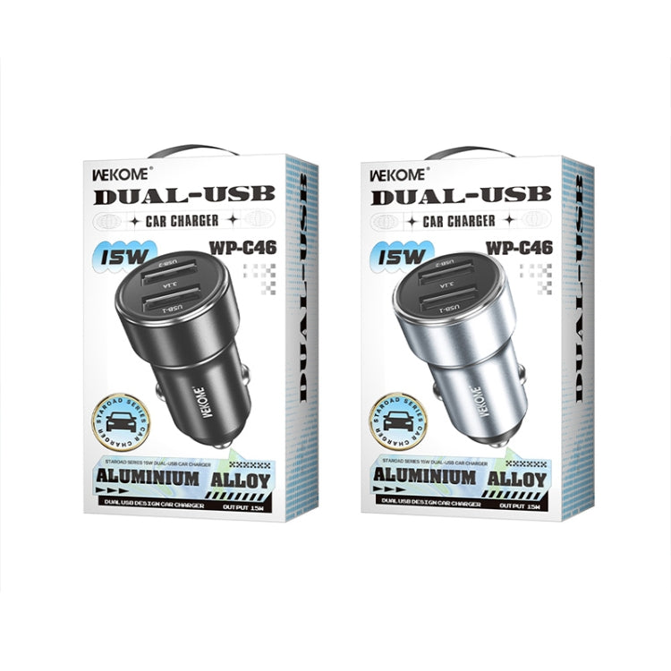 WK WP-C46 Staroad Series Vieyie 15W Dual-USB Car Charger, WP-C46 (Black), WP-C46 (Grey)