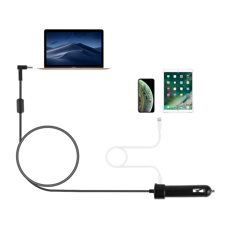 65-90W 5.1V 2.1A USB Interface Car Charger with 19.5V 4.62A 4.5 x 3.0mm Interface Data Cable, 19.5V 4.62A 4.5 x 3.0mm