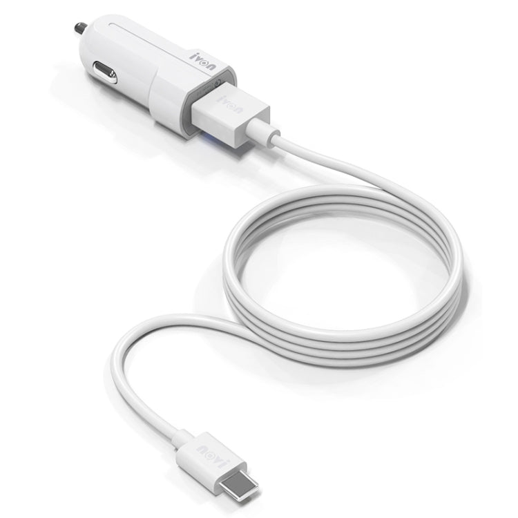 IVON CC13 QC 3.0 Fast Charging Car Charger Set with Type-C / USB-C Charging Cable, Charger with Type-C Cable