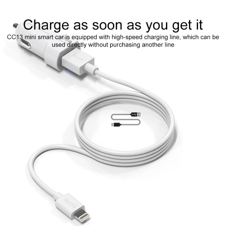 IVON CC13 QC 3.0 Fast Charging Car Charger Set with Type-C / USB-C Charging Cable, Charger with Type-C Cable