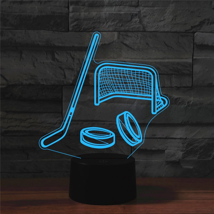 Ice Hockey Shape 3D Colorful LED Vision Light Table Lamp, Crack Touch Version, Crack Touch Version
