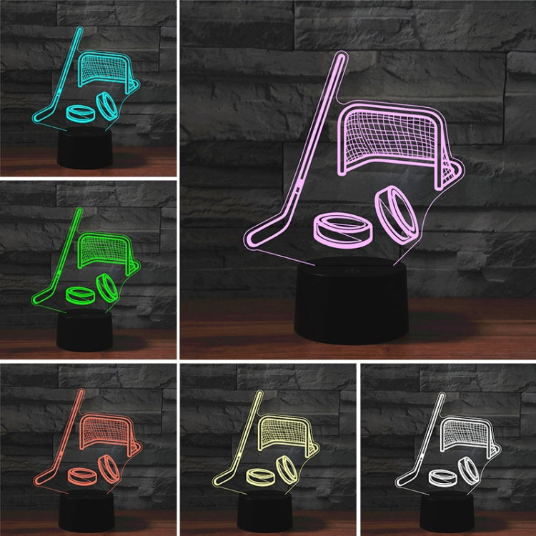 Ice Hockey Shape 3D Colorful LED Vision Light Table Lamp, Crack Touch Version, Crack Touch Version