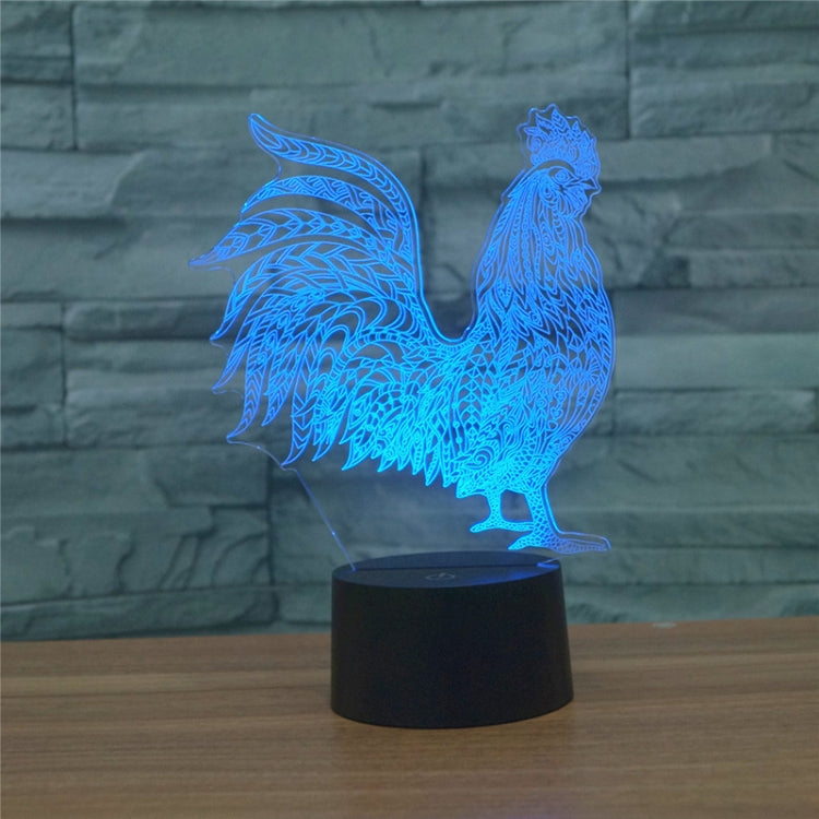 Cock Shape 3D Colorful LED Vision Light Table Lamp, USB Touch Version, USB Touch Version