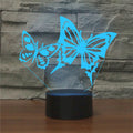 Two Butterflies Shape 3D Colorful LED Vision Light Table Lamp, USB Touch Version, USB Touch Version