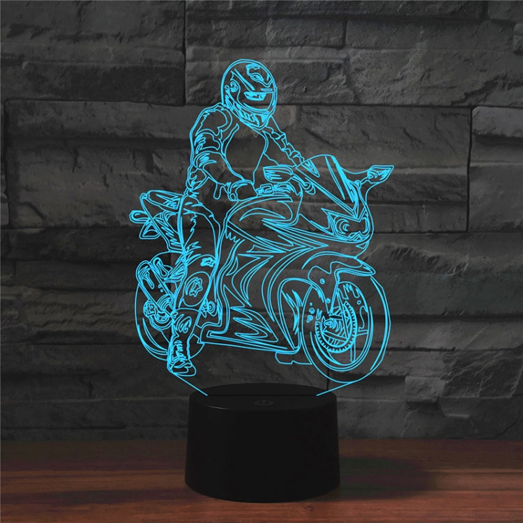 Motorcycle Shape 3D Colorful LED Vision Light Table Lamp, USB & Battery Version, USB & Battery Version