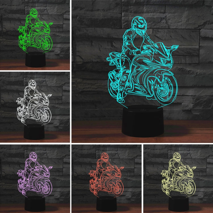 Motorcycle Shape 3D Colorful LED Vision Light Table Lamp, USB & Battery Version, USB & Battery Version