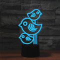 Three Birds Shape 3D Colorful LED Vision Light Table Lamp, USB & Battery Version, USB & Battery Version