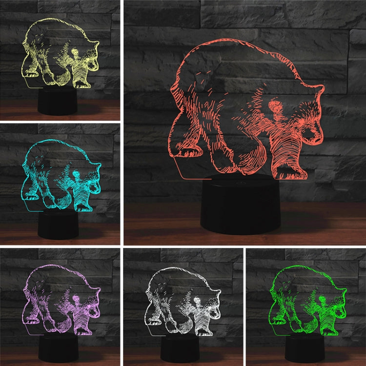 Bear Shape 3D Colorful LED Vision Light Table Lamp, Charging Touch Version, Charging Touch Version