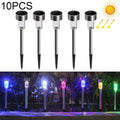 10 PCS Solar Energy Outdoor Lawn Lamp Stainless Steel IP65 Waterproof LED Decorative Garden Light