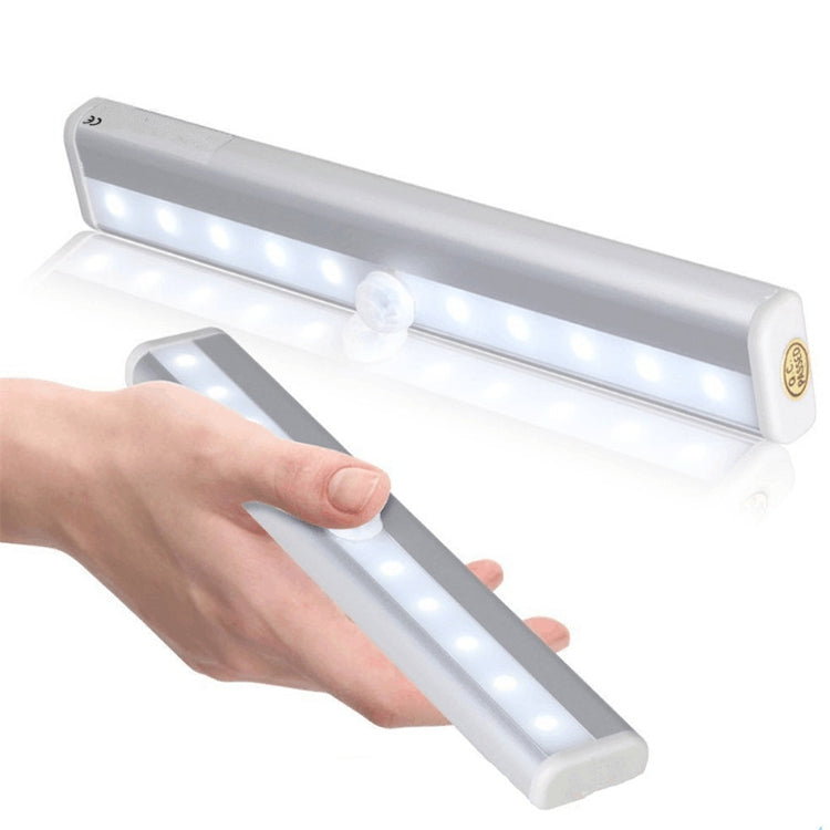 1.8W 10 LEDs White Light Wide Screen Intelligent Human Body Sensor Light LED Corridor Cabinet Light, Battery Version, 1.8W 10 LEDs White (Battery Version)