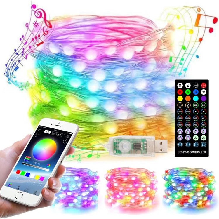 Christmas Decoration USB Copper Wire String Light Remote Controller & Bluetooth Mobile APP Control, Length: 5m 50 LEDs, Remote Controller & APP Control, Length: 5m 50 LEDs