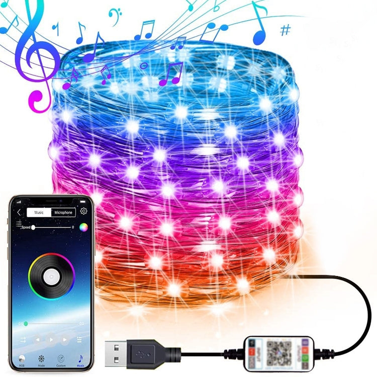 Christmas Decoration RGB Copper Wire String Light Bluetooth Mobile APP Control, Length: 5m 50 LEDs, 5m 50 LEDs