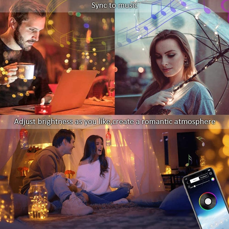 Christmas Decoration RGB Copper Wire String Light Bluetooth Mobile APP Control, Length: 5m 50 LEDs, 5m 50 LEDs