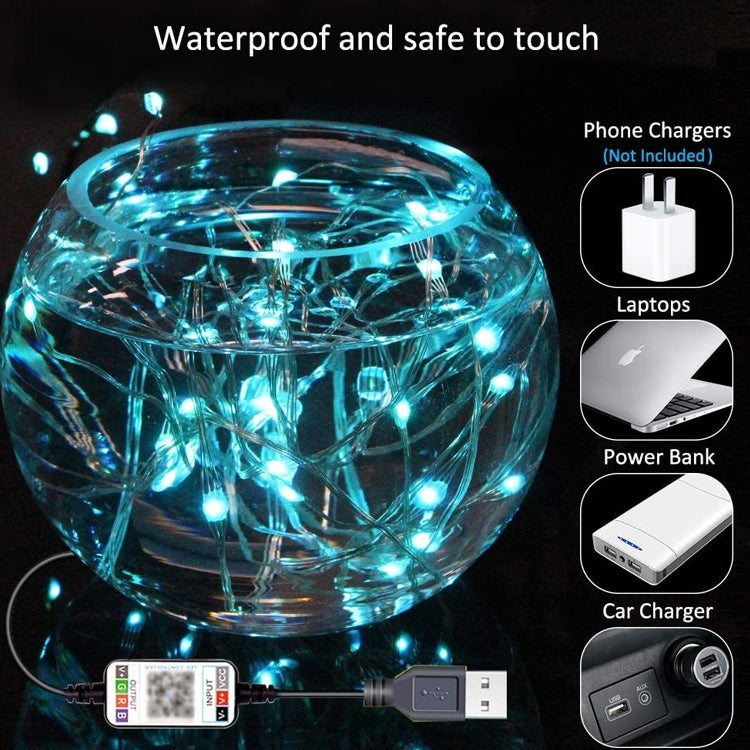 Christmas Decoration RGB Copper Wire String Light Bluetooth Mobile APP Control, Length: 15m 150 LEDs, 15m 150 LEDs