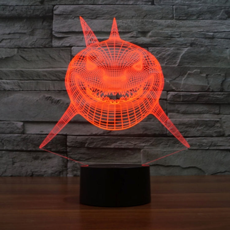 7 Color Discoloration Creative Visual Stereo Lamp Desk Lamp Night Light, Positive Face Shark Style