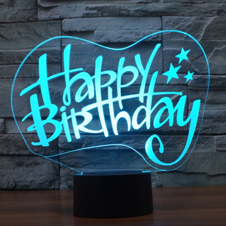 7 Color Discoloration Creative Visual Stereo Lamp Desk Lamp Night Light, Happy Birthday Style