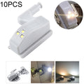 10 PCS 0.3W Universal Inner Hinge LED Sensor lamp Cupboard 3 LEDs Night light Auto ON/OFF Bulb, 10 PCS Warm White, 10 PCS White Light