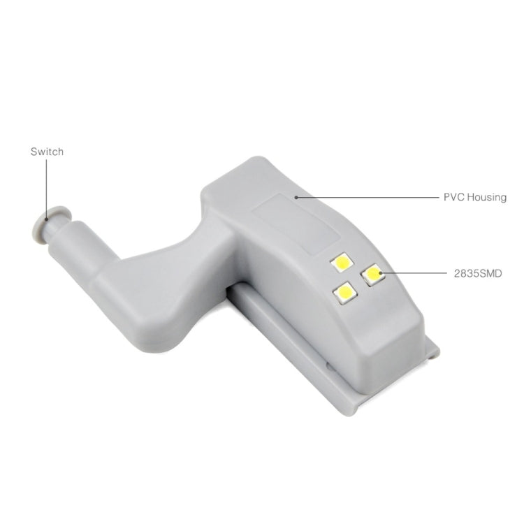 10 PCS 0.3W Universal Inner Hinge LED Sensor lamp Cupboard 3 LEDs Night light Auto ON/OFF Bulb, 10 PCS Warm White, 10 PCS White Light