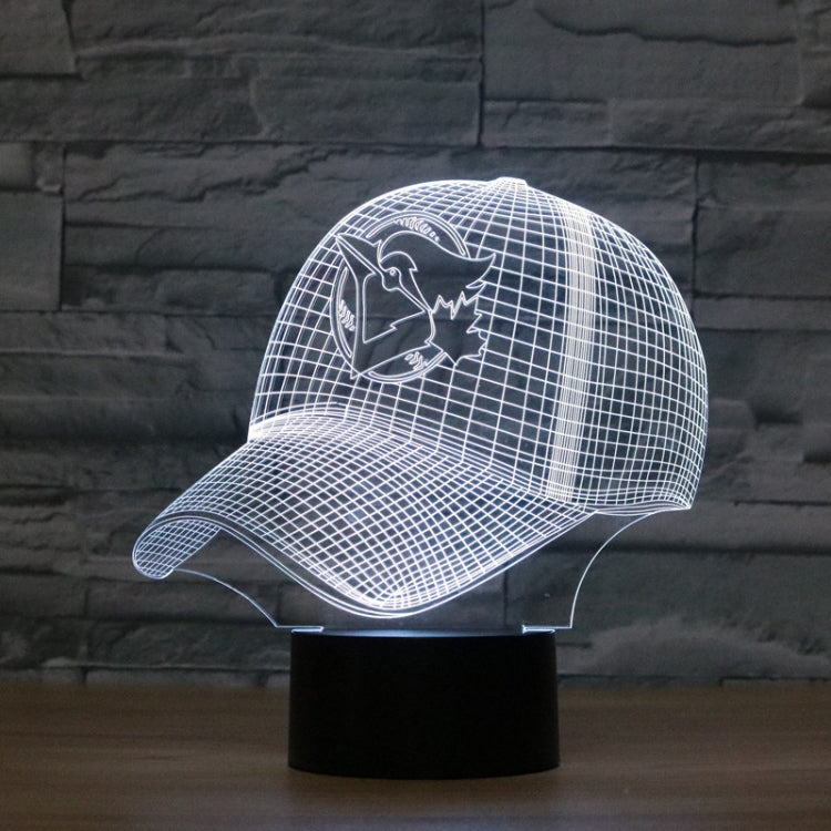 Baseball Cap Shape 3D Colorful LED Vision Light Table Lamp, USB Touch Version, USB Touch Version