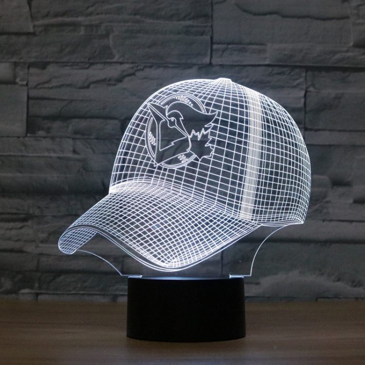 Baseball Cap Shape 3D Colorful LED Vision Light Table Lamp, USB Touch Version, USB Touch Version