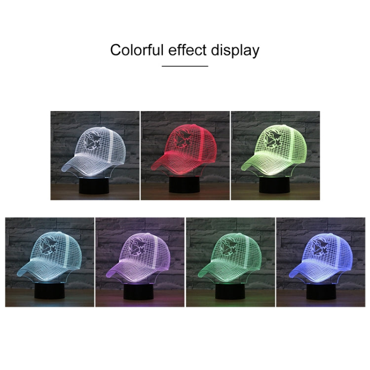 Baseball Cap Shape 3D Colorful LED Vision Light Table Lamp, USB Touch Version, USB Touch Version