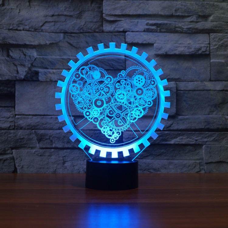 Gear Heart Shape 3D Colorful LED Vision Light Table Lamp, 16 Colors Remote Control Version, 16 Colors Remote Control Version