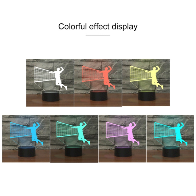 Playing Volleyball Shape 3D Colorful LED Vision Light Table Lamp, Charging Touch Version, Charging Touch Version