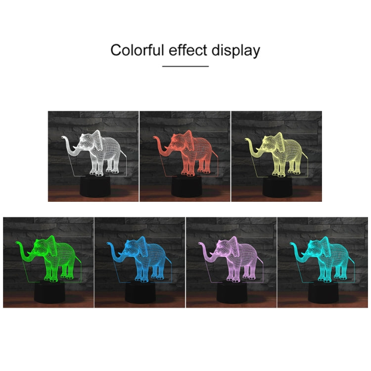Elephant Shape 3D Colorful LED Vision Light Table Lamp, USB & Battery Version, USB & Battery Version