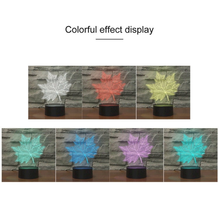 Maple Leaf Shape 3D Colorful LED Vision Light Table Lamp, USB & Battery Version, USB & Battery Version