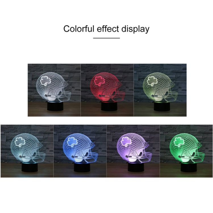 Rugby Hat Flower Shape 3D Colorful LED Vision Light Table Lamp, USB Touch Version, USB Touch Version