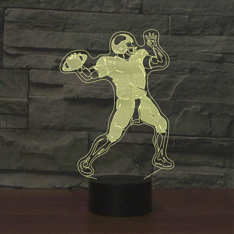 Rugby Quarterback Shape 3D Colorful LED Vision Light Table Lamp, USB Touch Version, USB Touch Version