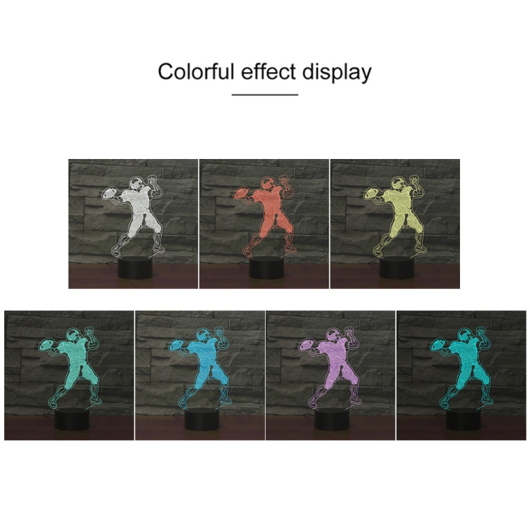 Rugby Quarterback Shape 3D Colorful LED Vision Light Table Lamp, USB Touch Version, USB Touch Version