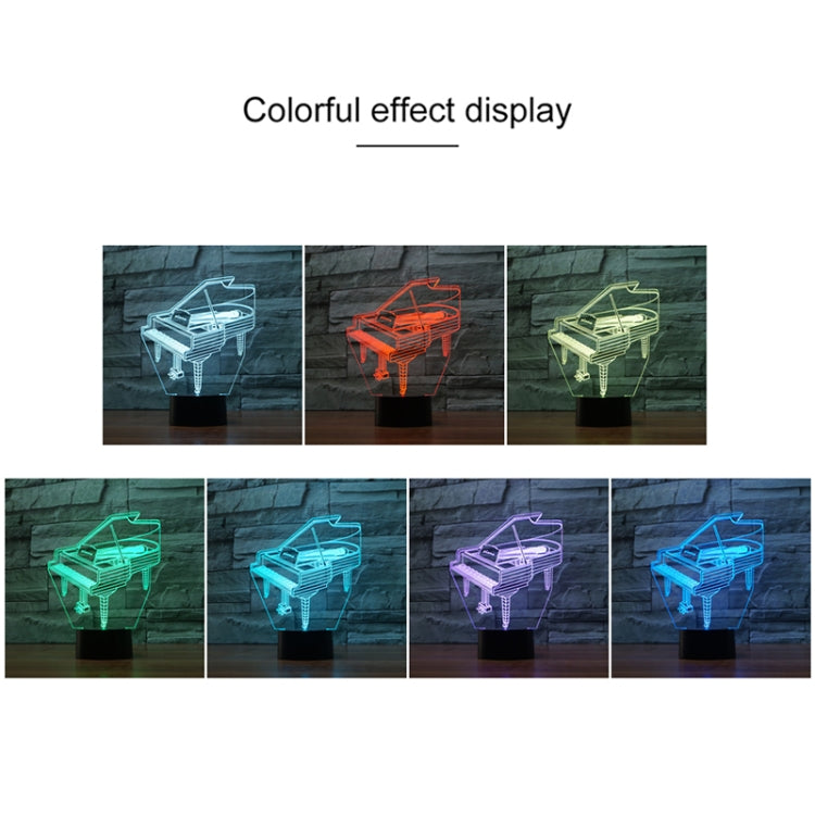 Piano Shape 3D Colorful LED Vision Light Table Lamp, Charging Touch Version, Charging Touch Version