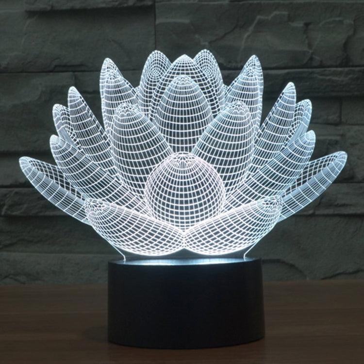 7 Color Discoloration Creative Visual Stereo Lamp Desk Lamp Night Light, Lotus Style
