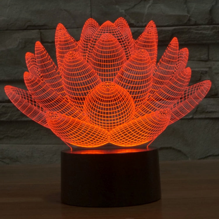 7 Color Discoloration Creative Visual Stereo Lamp Desk Lamp Night Light, Lotus Style