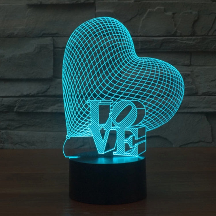 7 Colour Discoloration Creative Visual Stereo Lamp Desk Lamp Night Light, Heart and LOVE Style